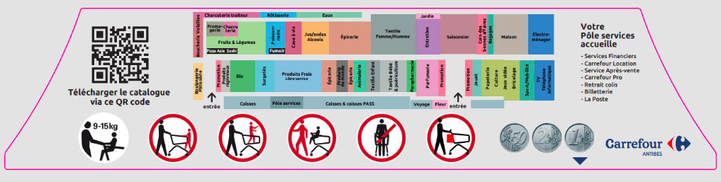 Carrefour va apposer sur la barre des chariots un plan du magasin